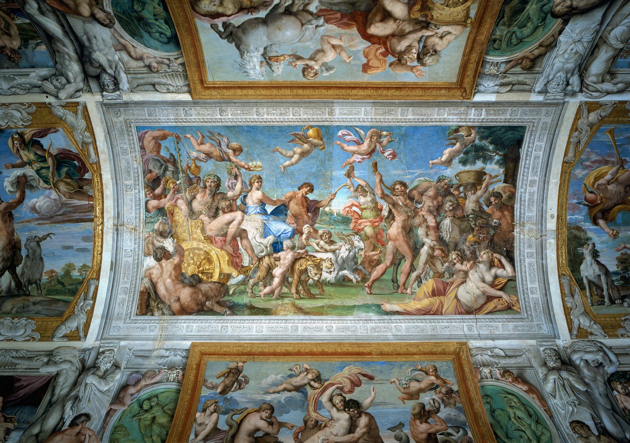 Triunfo de Baco e Ariadne, detalhe do teto Farnese de Annibale Carracci