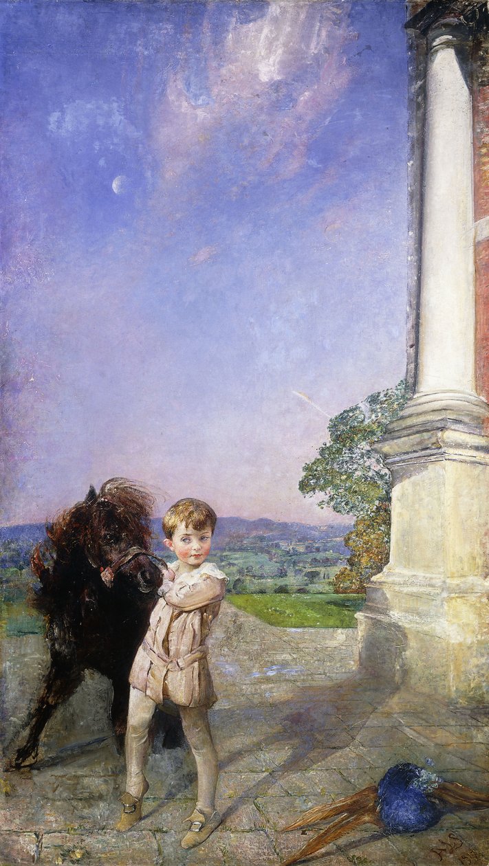 Um menino com um pônei Shetland de Annie Louisa Swynnerton
