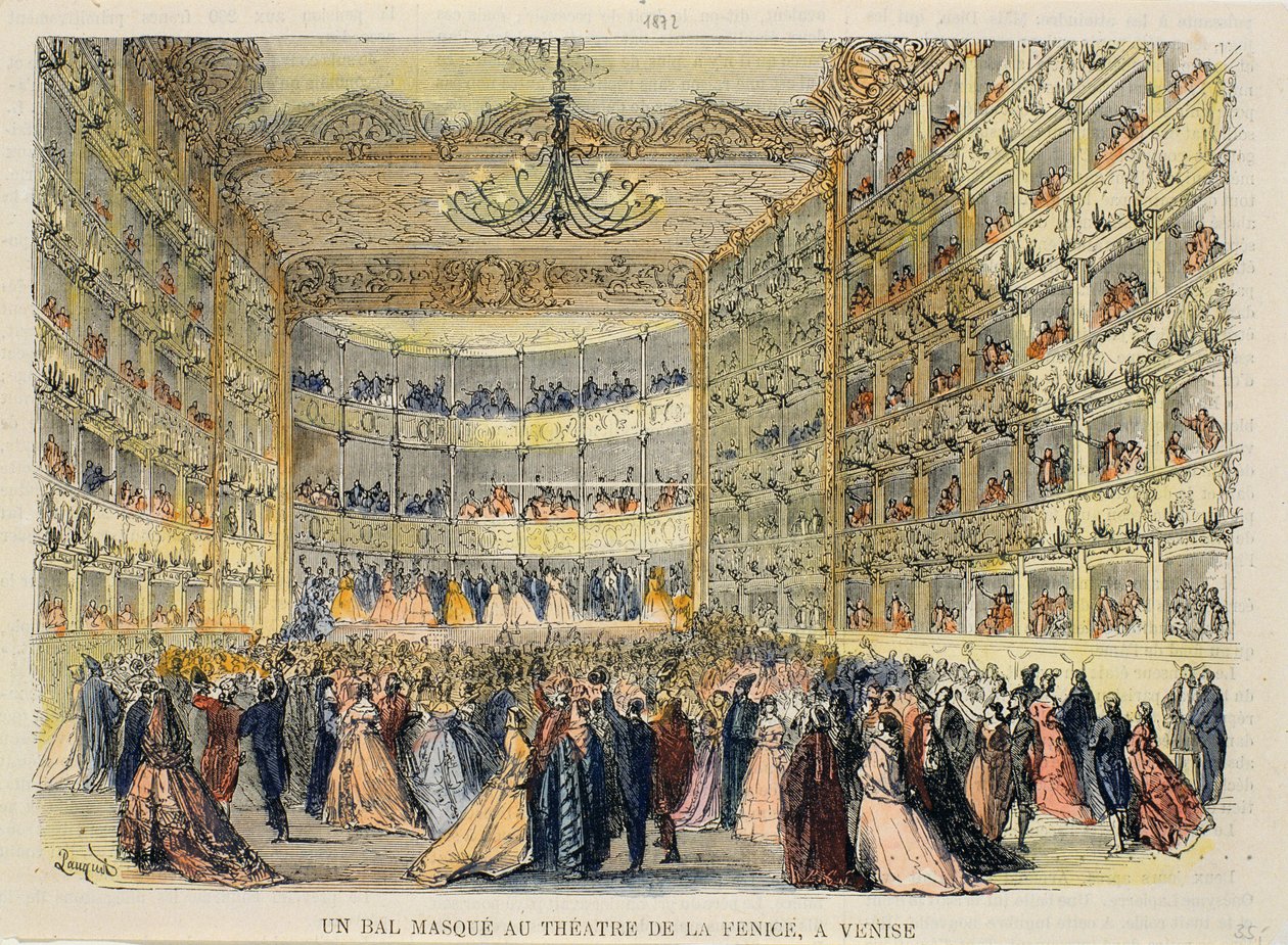 Um Baile de Máscaras no Teatro Fenice, Veneza, século XIX de Unbekannt Unbekannt