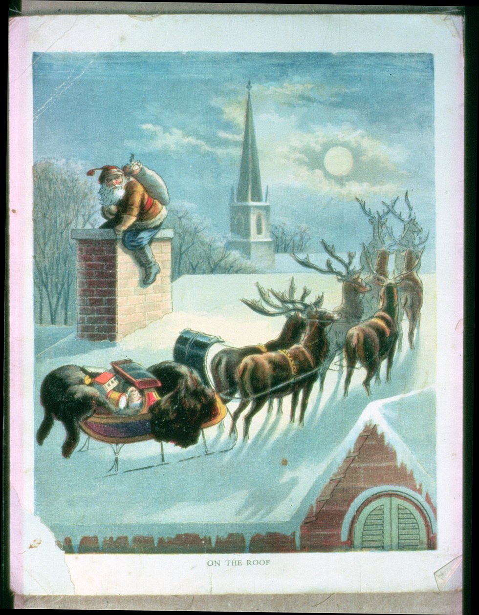 On the Roof, ilustração de livro de Natal do início de 1900 de Unbekannt Unbekannt