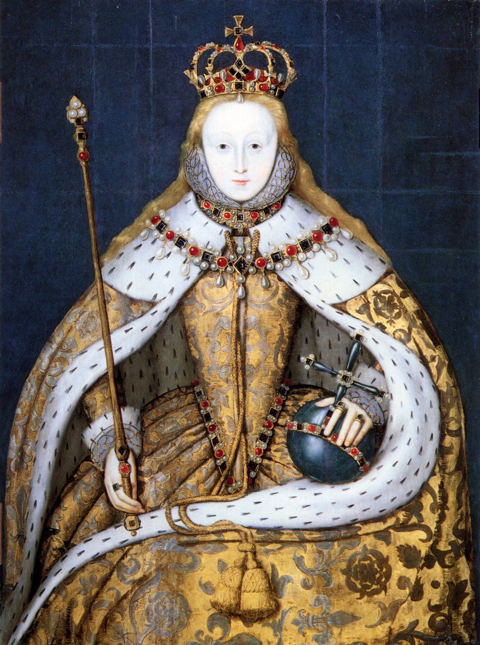 Rainha Elizabeth I da Inglaterra em suas vestes de coroação de Anonymous