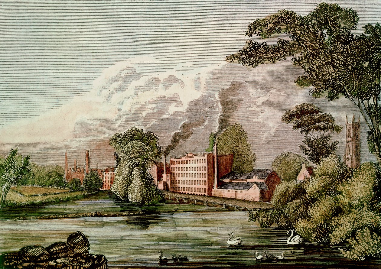 O moinho de seda de Sir Thomas Lombe, Derby, século XVIII (impressão) de Unbekannt Unbekannt