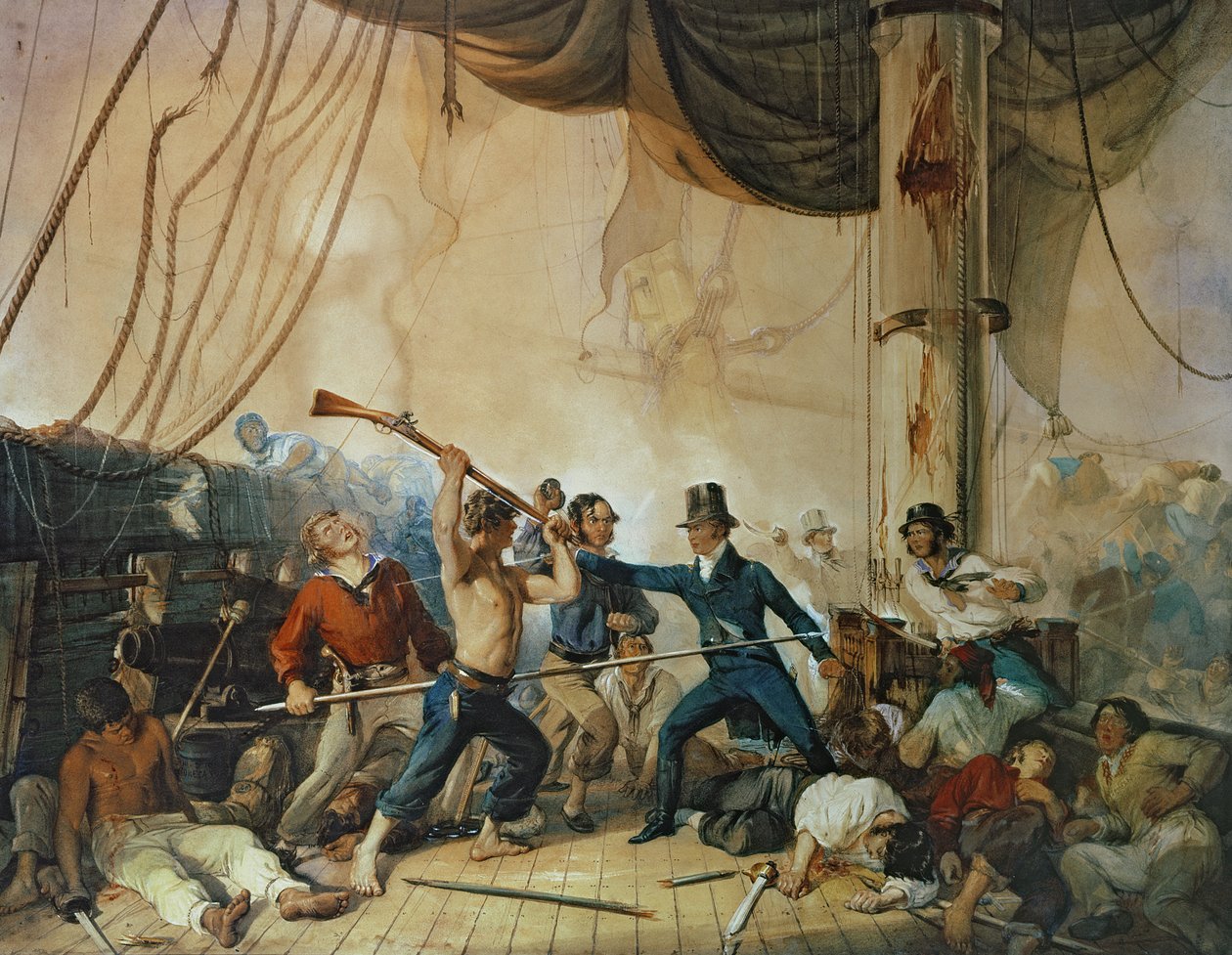 O corpo a corpo a bordo do Chesapeake, 1813 de Unbekannt Unbekannt