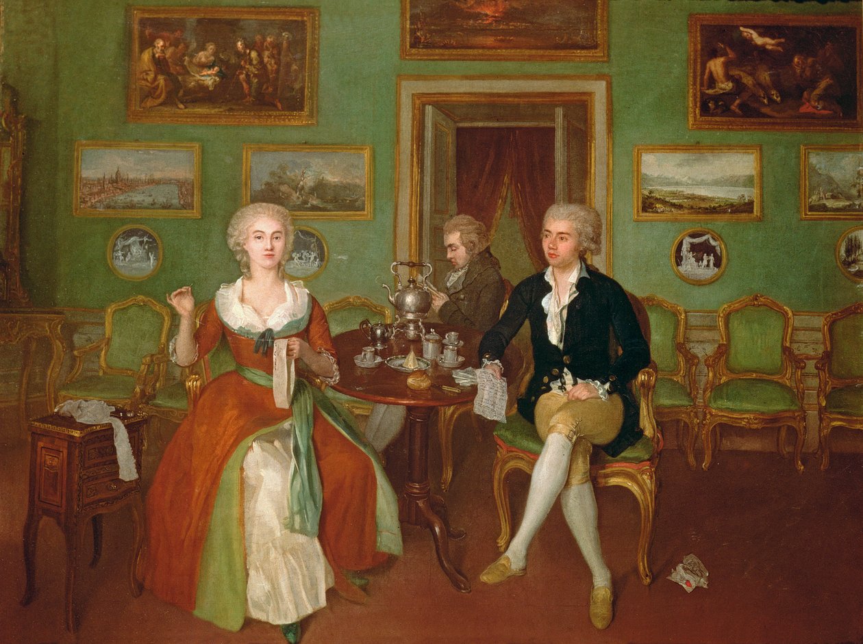 Vista de uma sala de estar, 1780 de Unbekannt Unbekannt