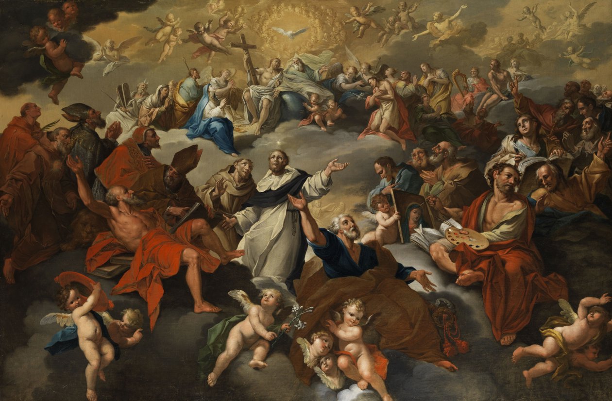 Santo Encontro no Paraíso com Apoteose dos Santos. Domenicus e Francis. de Unknown