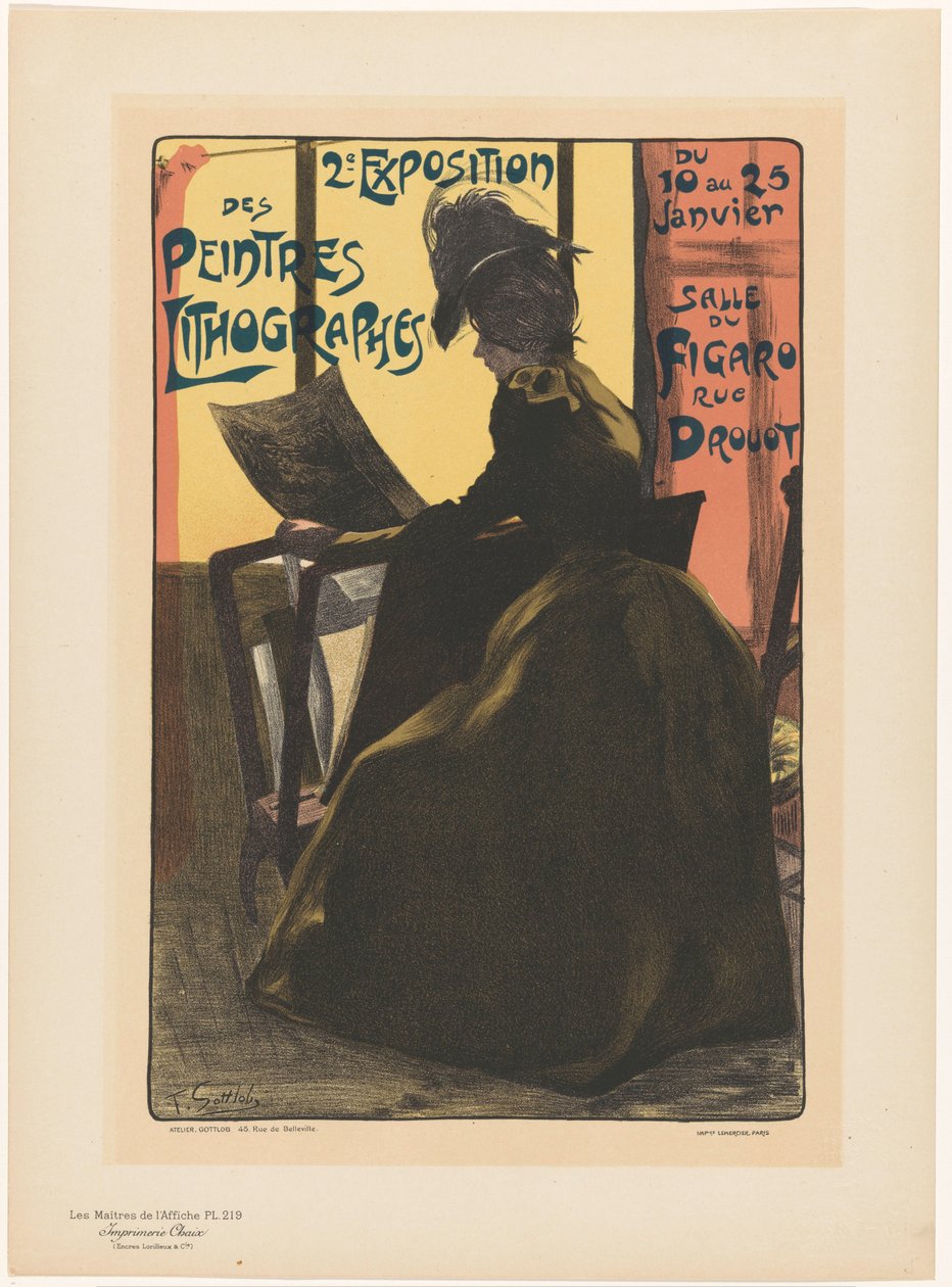 Anúncio para a segunda exposição dos Peintres Lithographes na Salle du Figaro Les Maîtres de l