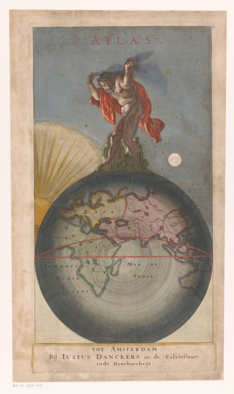 Atlas no globo Página de rosto para: Justus Danckerts, Atlas, s.a. de Anonymous