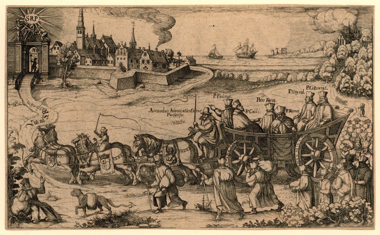 Bedevaart van de verdreven Boheemse en Hongaarse jezuïeten naar het Amsterdamse rasphuis, 1619
Os jesuítas exilados dos reinos da Boémia e da Fome para S. Raspino e Pono / para Amsterdão na penitenciária (título de Anonymous