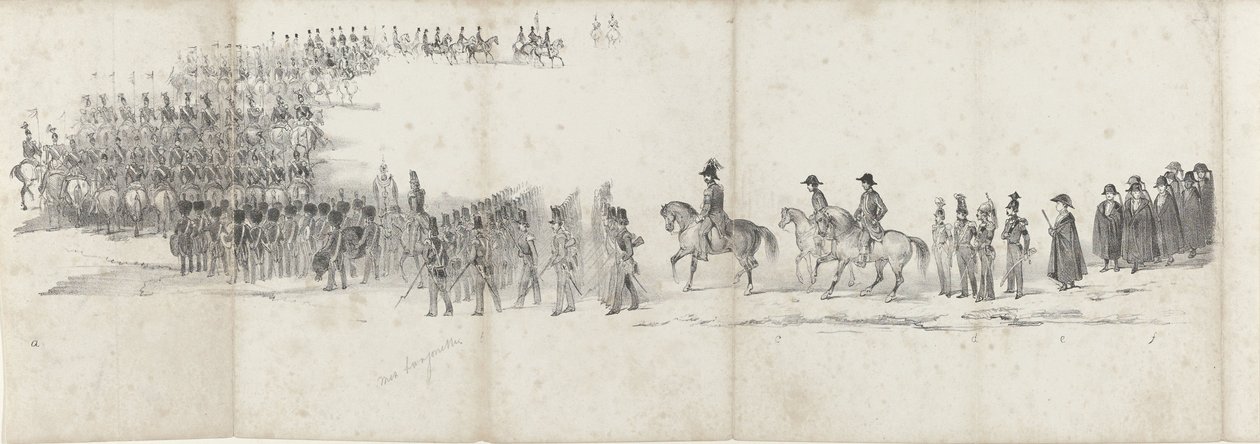 Enterro do falecido Rei Guilherme II em Delft, a 4 de Abril de 1849 (folha 1)
Cinco folhas contíguas da procissão fúnebre de Guilherme II em 1849 (título da série) de Anonymous