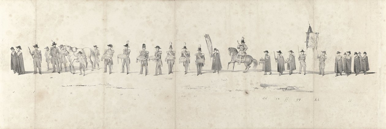Enterro do falecido Rei Guilherme II em Delft, a 4 de Abril de 1849 (folha 3)
Cinco folhas contínuas da procissão fúnebre de Guilherme II em 1849 (título da série) de Anonymous