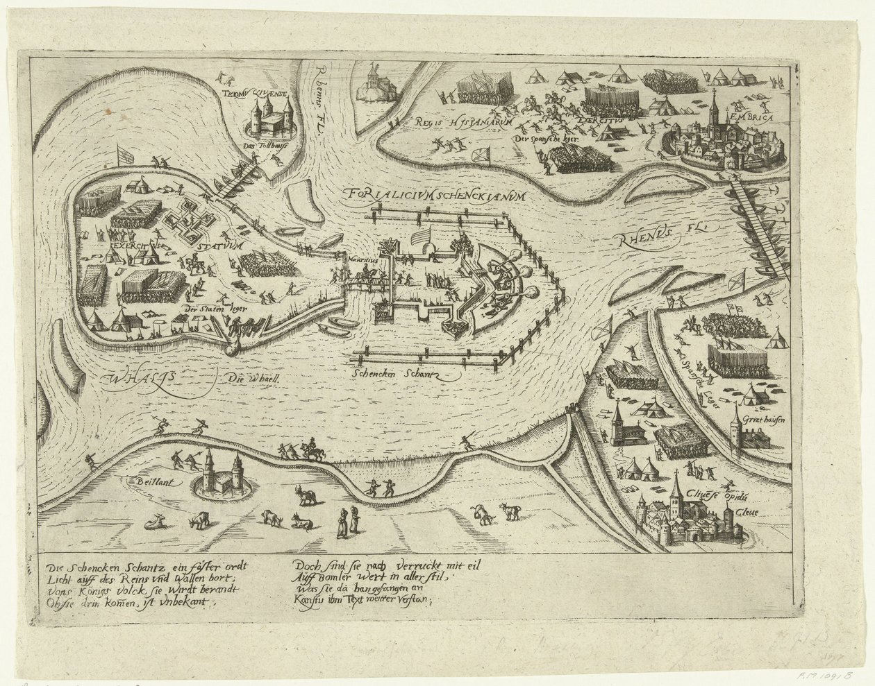 Sítio de Schenkenschans pelos espanhóis, 1599
Forialicium Schenckianum (título sobre o objecto) de Anonymous