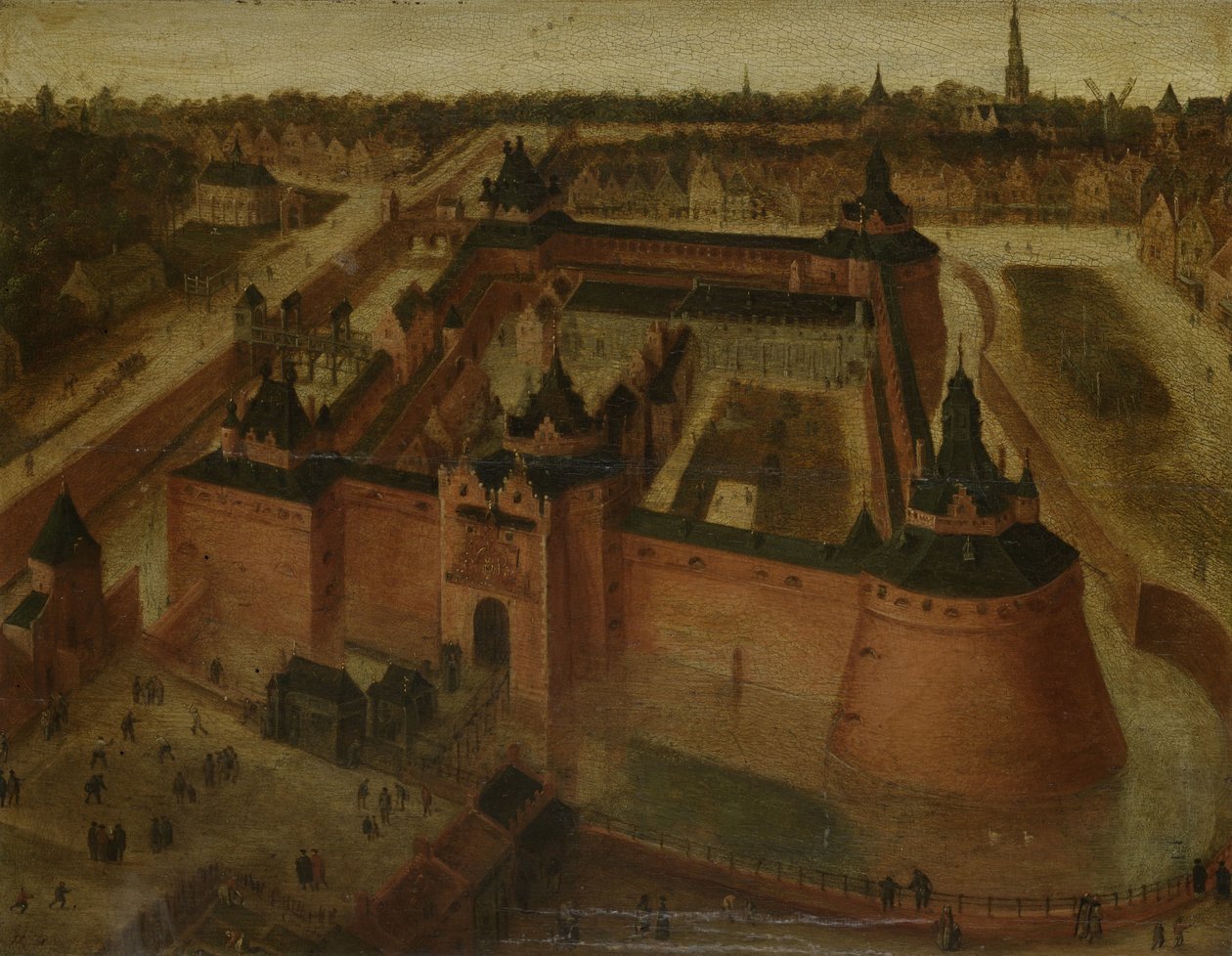 Vista panorâmica do Castelo de Vredenburg (Vredeborch) em Utrecht de Anonymous
