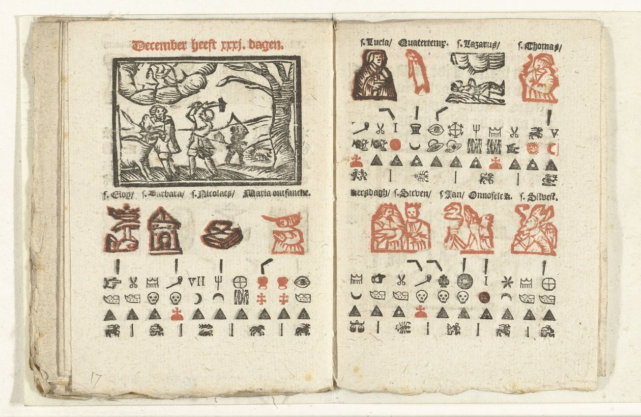Páginas contendo a previsão para o mês de Dezembro de 1712 de Anonymous