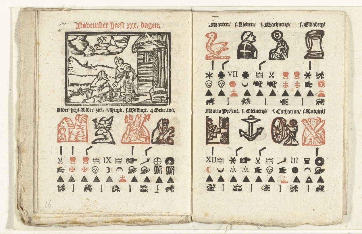 Páginas contendo a previsão para o mês de Novembro de 1712 de Anonymous