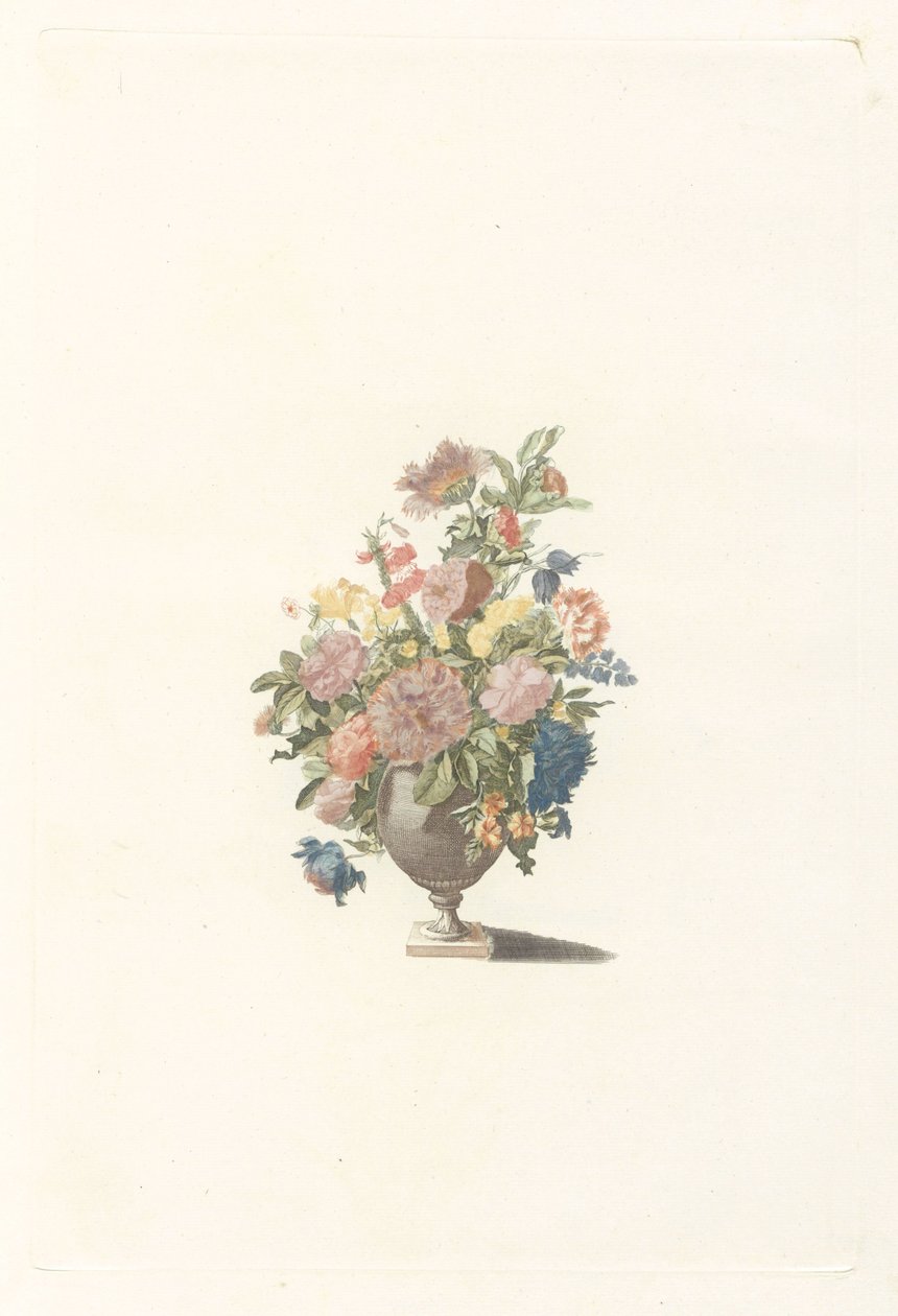 Vaso de flores com peônias entre outras coisas de Anonymous