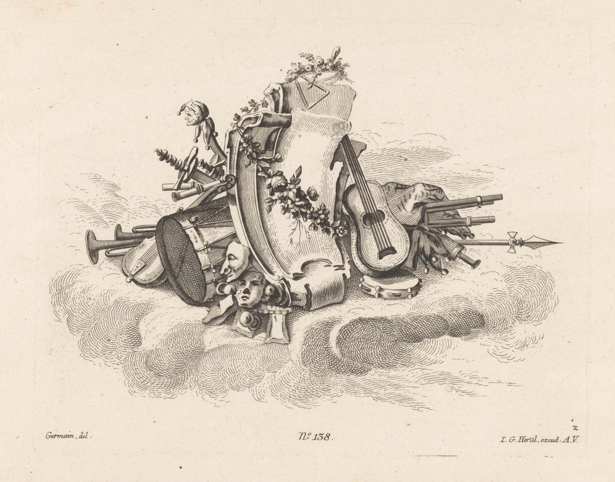 Cartouche com instrumentos musicais de Anonymous