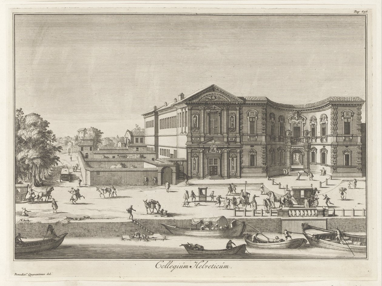 Collegio Helvetia em Milão Collegium helveticum (título no objeto) Edifícios Magesyn der Italiaense (título da série) de Anonymous