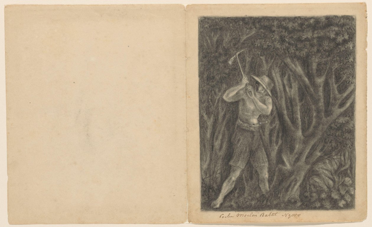 Coolen começa a derrubar uma floresta em Ngoro, cerca de 1820-1850 de Anonymous