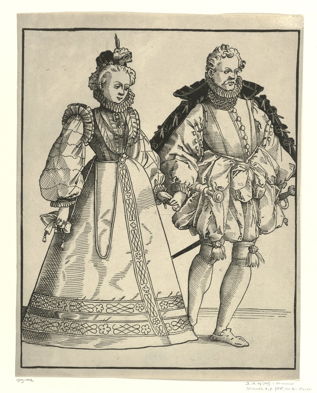 Dançando nobre e mulher em vestido de corte alemão Bola (título da série) de Anonymous
