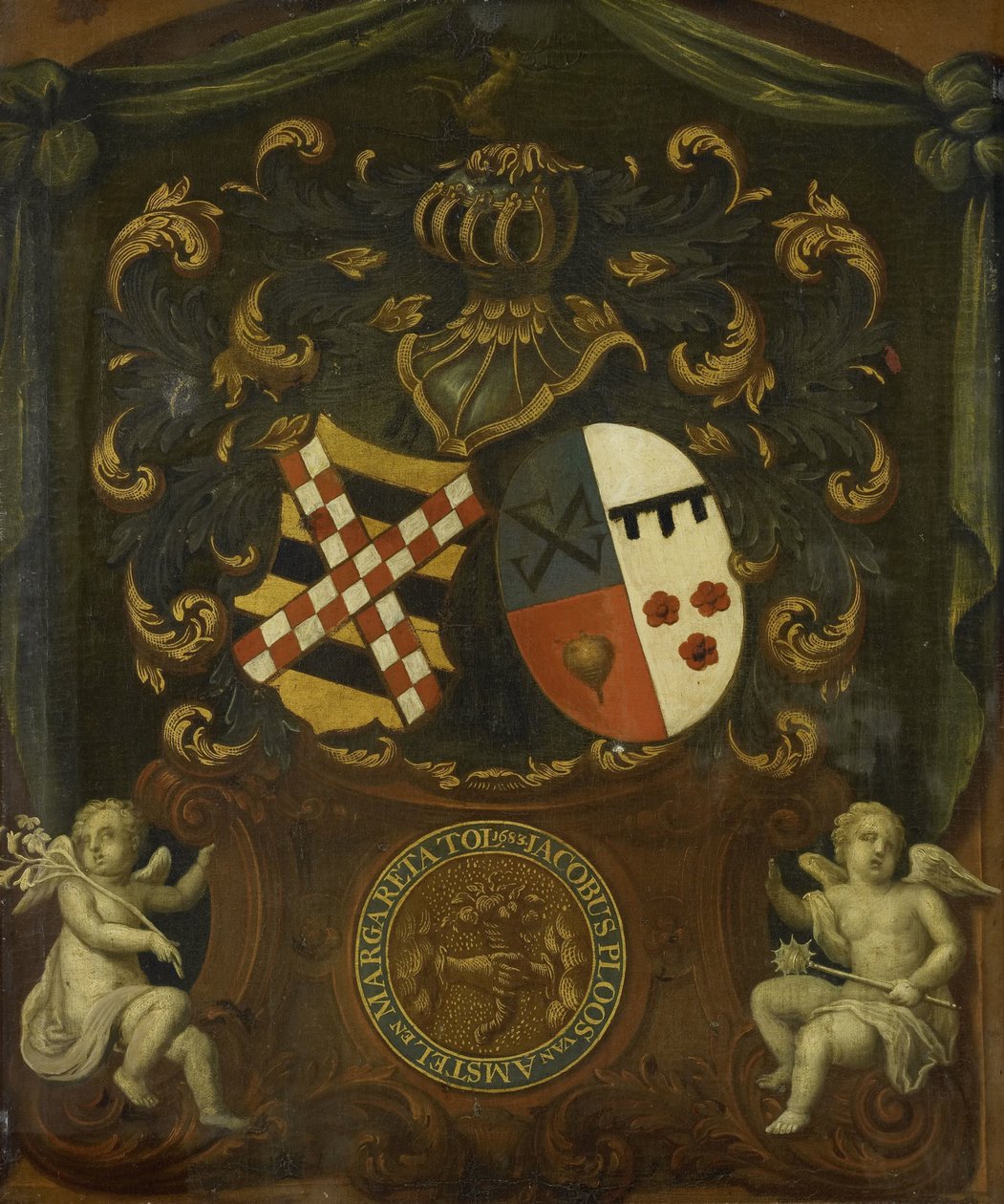 Os braços da aliança de Jacob Ploos van Amstel e Margareta Tol, 1683 de Anonymous