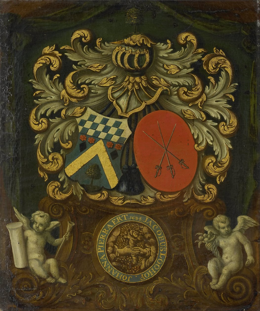 Os braços da aliança de Jacobus Loohoff e Johanna Pierraert, 1684 de Anonymous