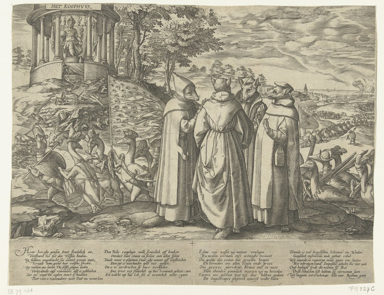 Os gansos perseguem as raposas, c. 1572 de Anonymous