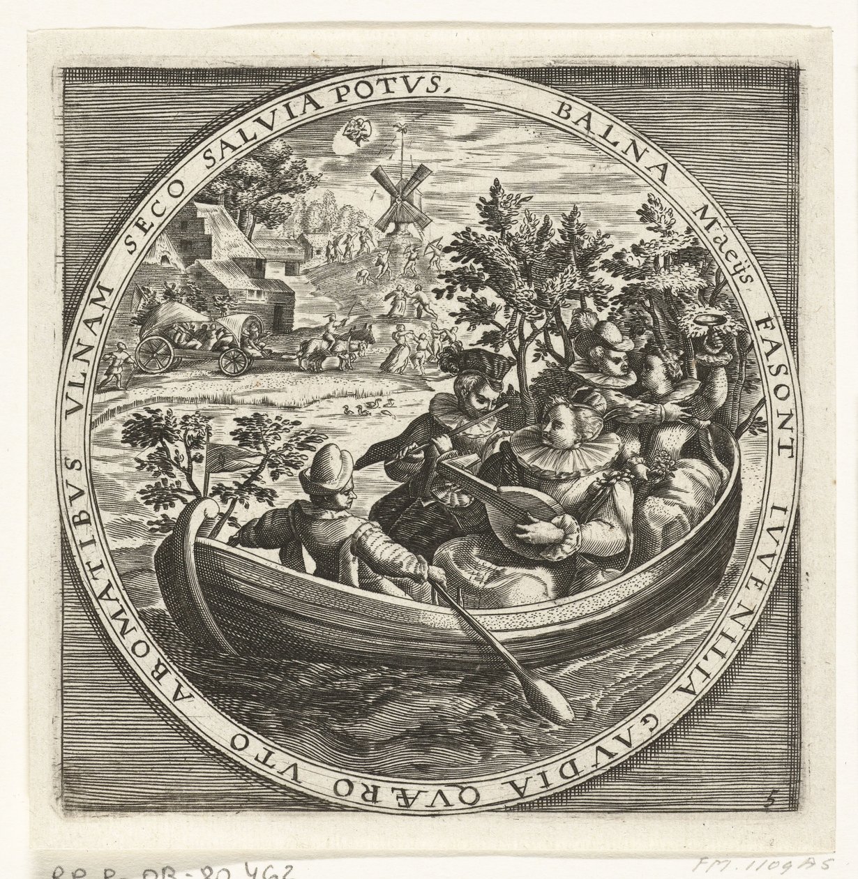 O mês de maio, companhia de música em um barco, cerca de 1600 Os doze meses do ano retratados em cenas da vida popular (título da série) Schemata XII Mensium sius operationibus, & ad signa zodiaci applicatione, in quatuor anni partes divisa (série de Anonymous