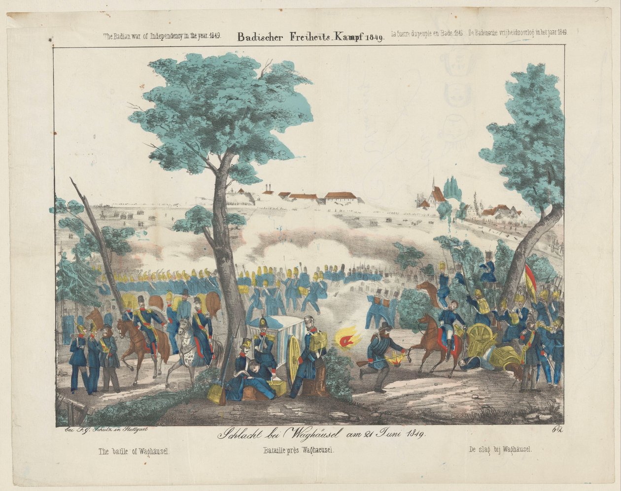 A batalha de Waghäusel, 1849
Schlacht bei Waghäusel am 21 Juni 1849 / A batalha de Waghäusel / Bataille près Waghäusel / A batalha de Waghäusel (título sobre o objecto)
Badischer Freiheits-Kampf 1849 (...) O Badensche Freiheits-Kampf no ano de 1849 (séri de Anonymous