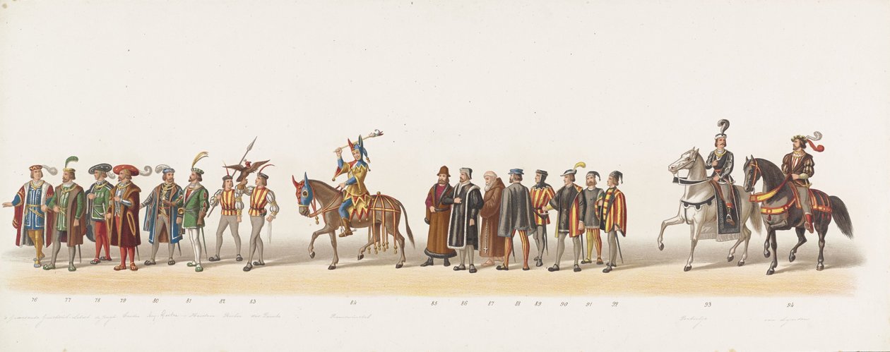 Procissão delft de 1873 (sexta placa)
Desfile de trajes realizado pelos membros do Corpo Estudantil de Delft em 8 de Julho de 1873, representando: a entrada de Carlos de Egmond, Duque de Gelre, Conde de Zutphen, em Arnhem em 1492 (série ti de Anonymous