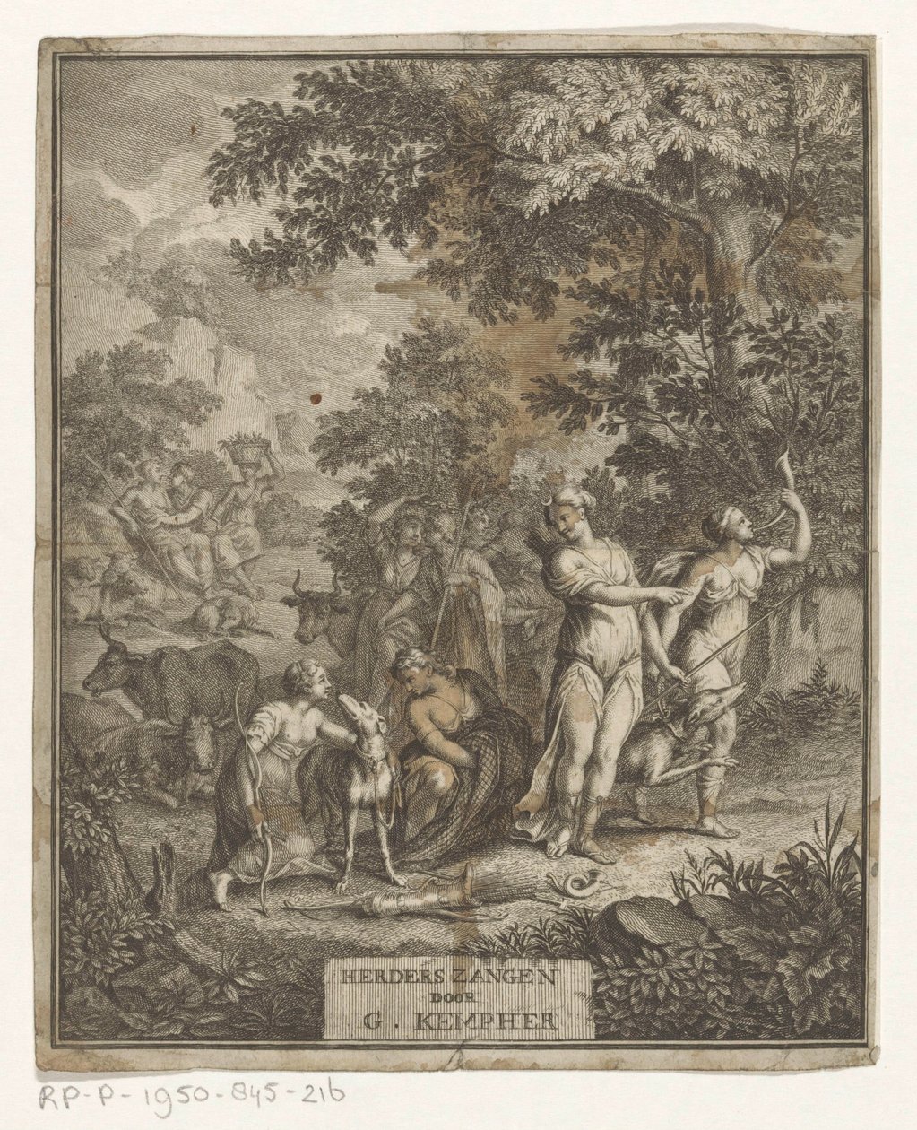 Diana e pastores
Página de título para: Gerard Kempher, Herderszangen, 1732 de Anonymous