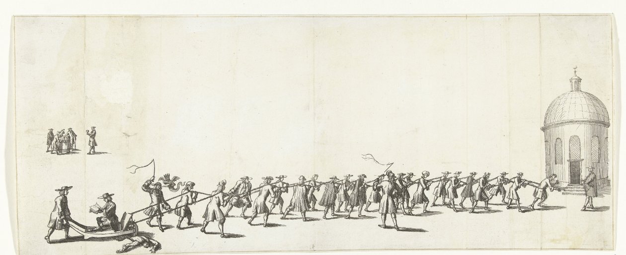 Dominic a ser puxado num carrinho de mão para a Igreja Luterana Redonda, 1683-1684 de Anonymous
