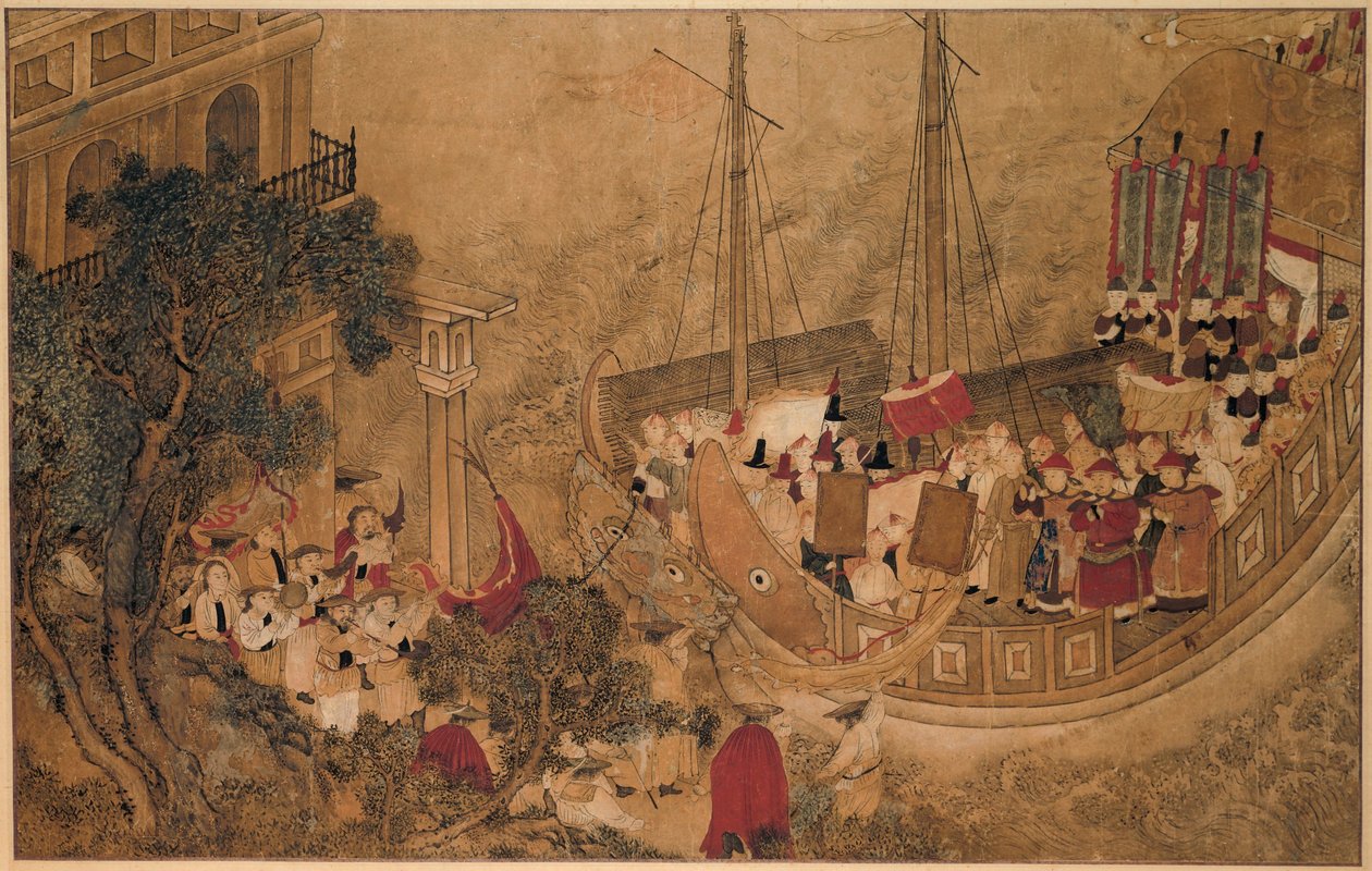 Um navio chinês atraca num edifício europeu
As maravilhas de Mazu (título da série) de Anonymous