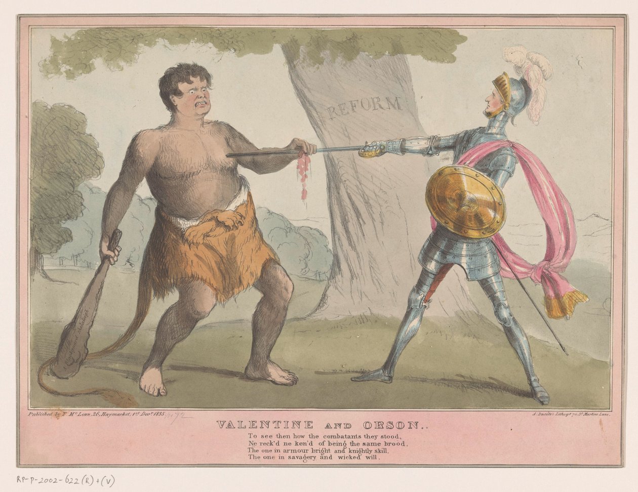 Caricatura política inglesa, 1835 Valentine e Orson (título no objeto) de Anonymous