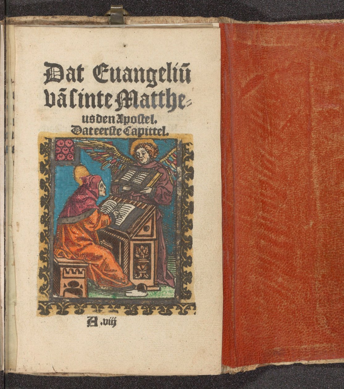 O Evangelista Mateus escreve o seu evangelho
Aquele Evangelium de São Mateus, o Apóstolo. Aquele Primeiro Capítulo (título sobre o objecto)
Paixão Estúpida (título da série) de Anonymous