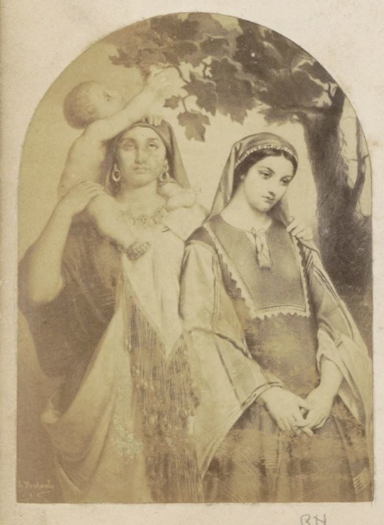 Fotoreprodução de (presumivelmente) um desenho de Maria, Jesus e Elisabeth de Anonymous