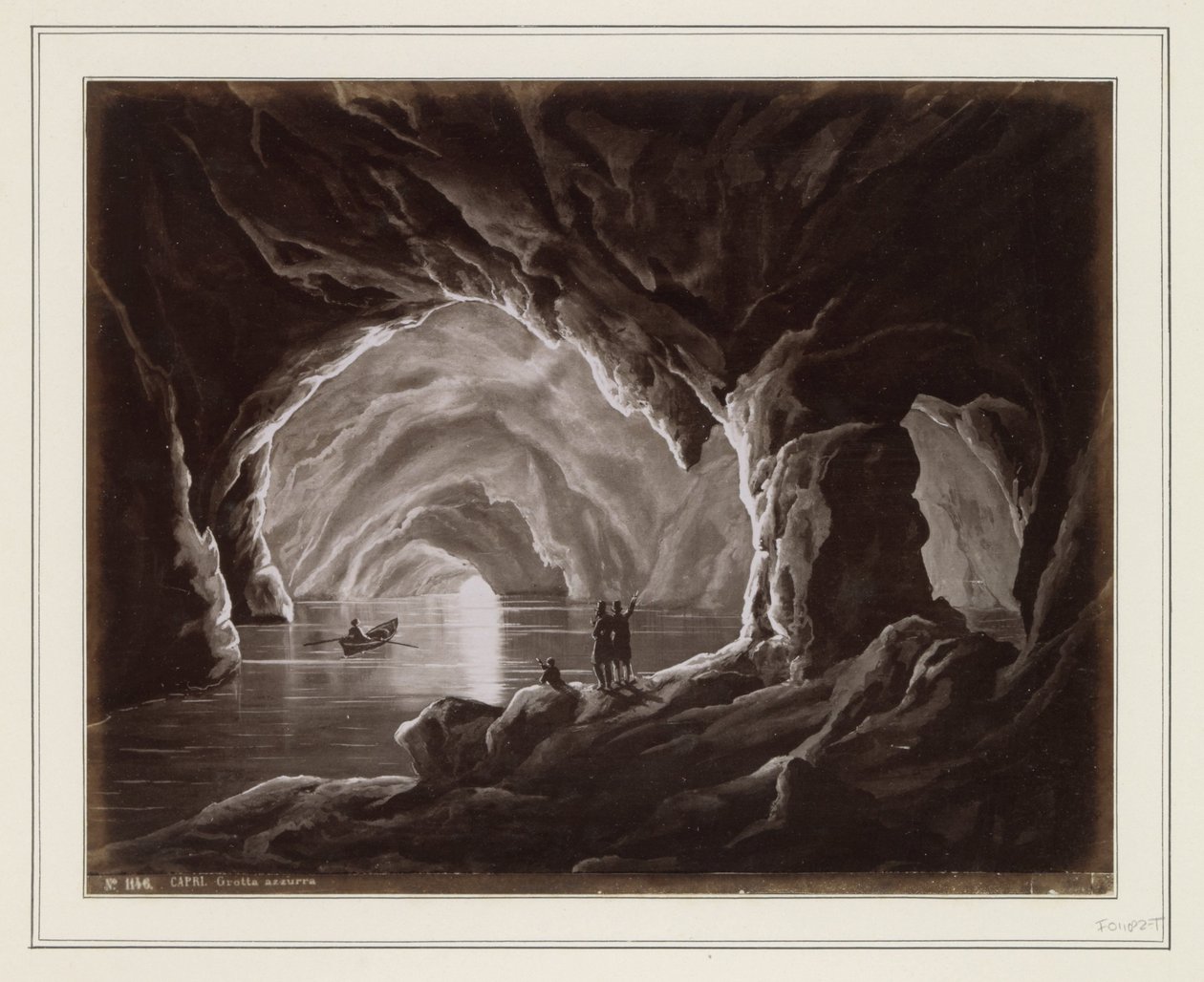 Reprodução fotográfica de (presumivelmente) um desenho da Gruta Azul em Capri CAPRI. Grotta azzurra (título no objeto) de Anonymous
