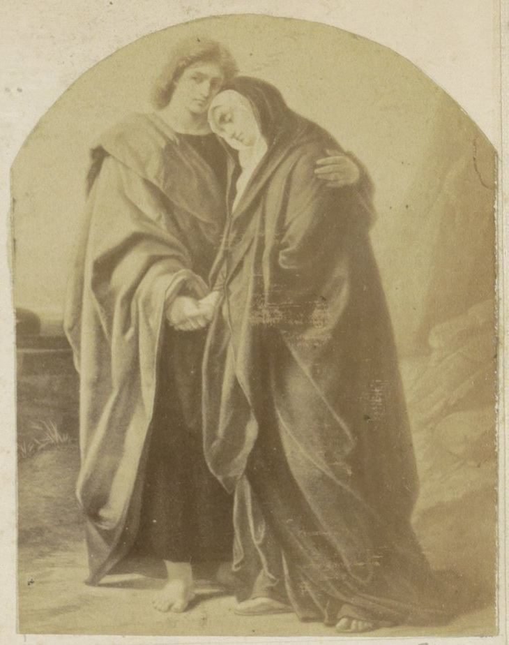 Reprodução fotográfica de (presumivelmente) um desenho do apóstolo João e Maria de Anonymous