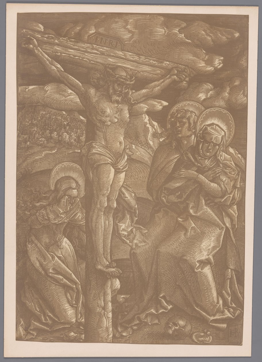 Fotoreprodução do Cristo Cristo do chiaroscuro cortado na cruz por Hans Baldung Grien de Anonymous