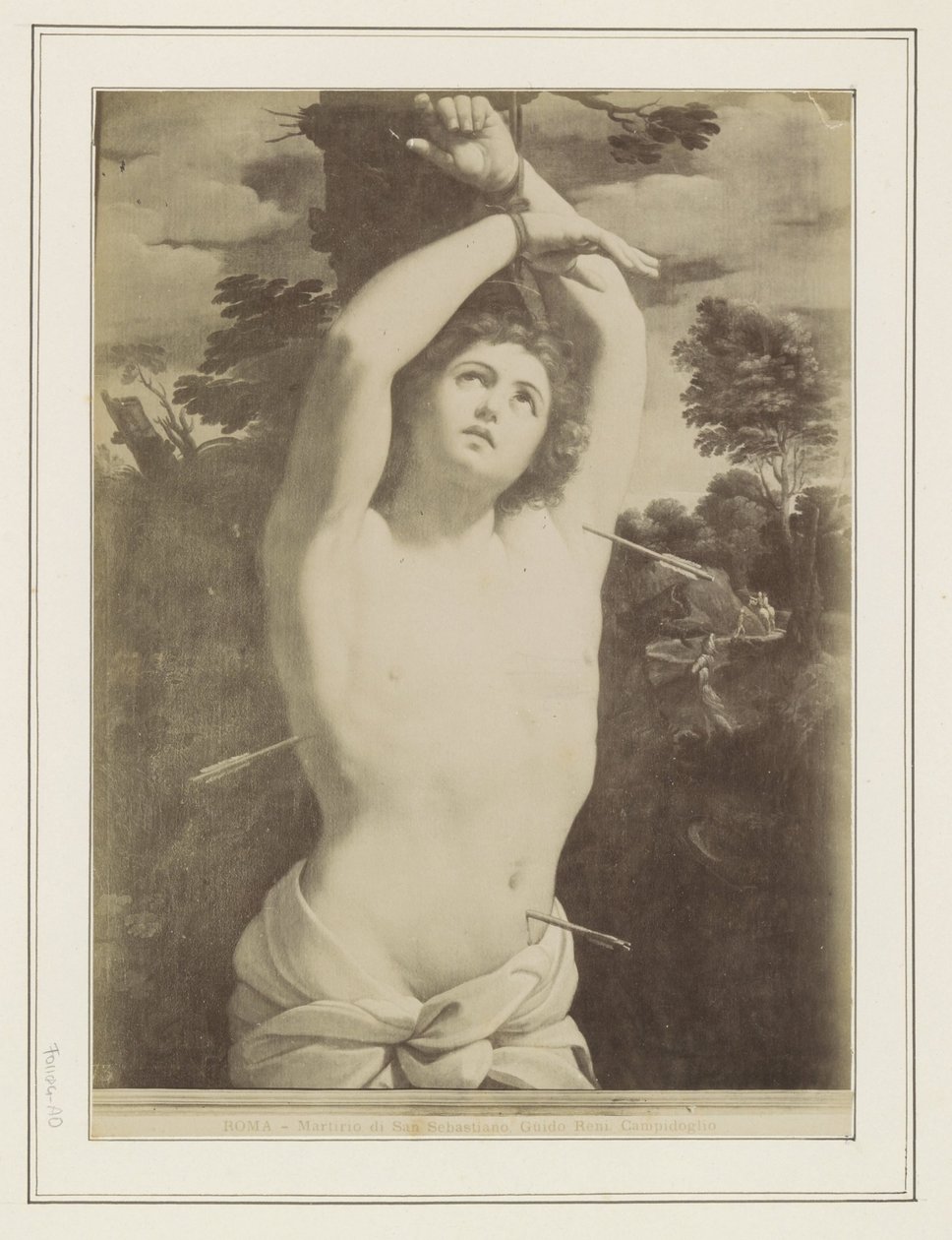Reprodução fotográfica de uma pintura de Guido Reni, representando o martírio de São Sebastião ROMA - Martírio de São Sebastião, Guido Reni. Campidoglio (título no objeto) de Anonymous