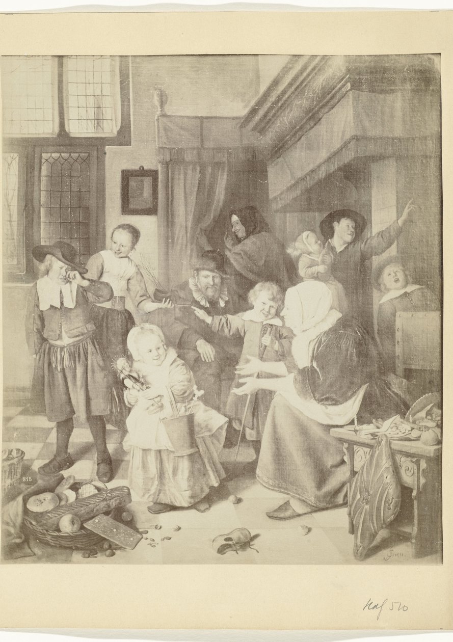 Reprodução fotográfica da pintura A festa de São Nicolau de Jan Steen de Anonymous