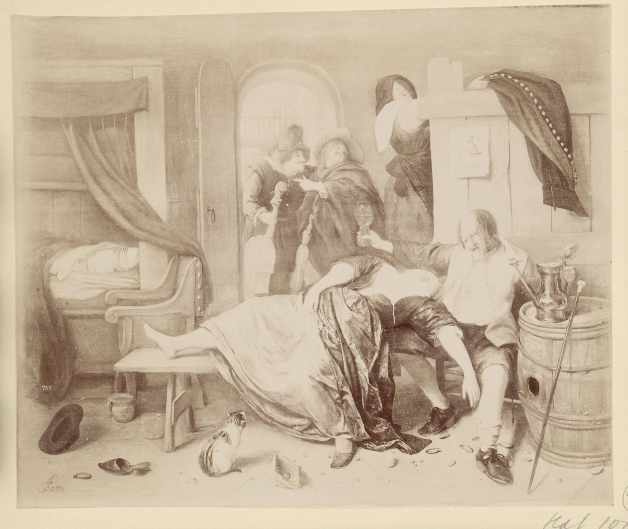Fotoreprodução do quadro O casal bêbado de Jan Steen de Anonymous