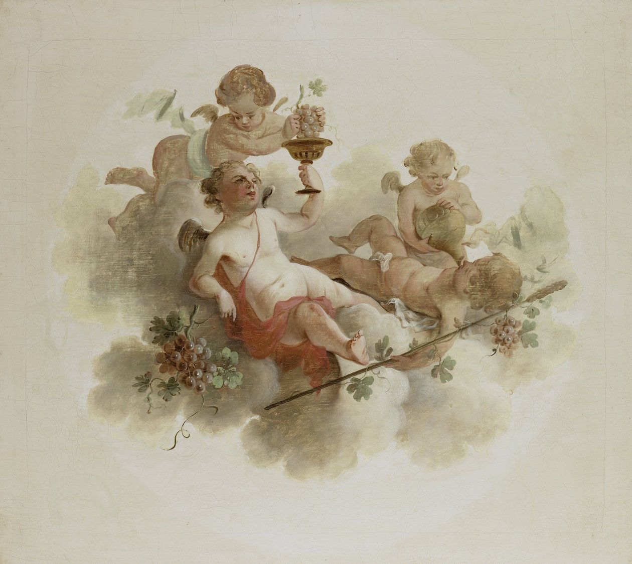 Quatro Putti com Uvas de Anonymous