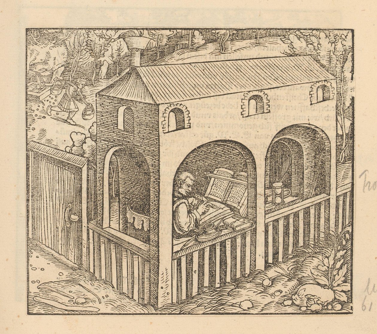 Francesco Petrarch escreve em sua casa de Anonymous