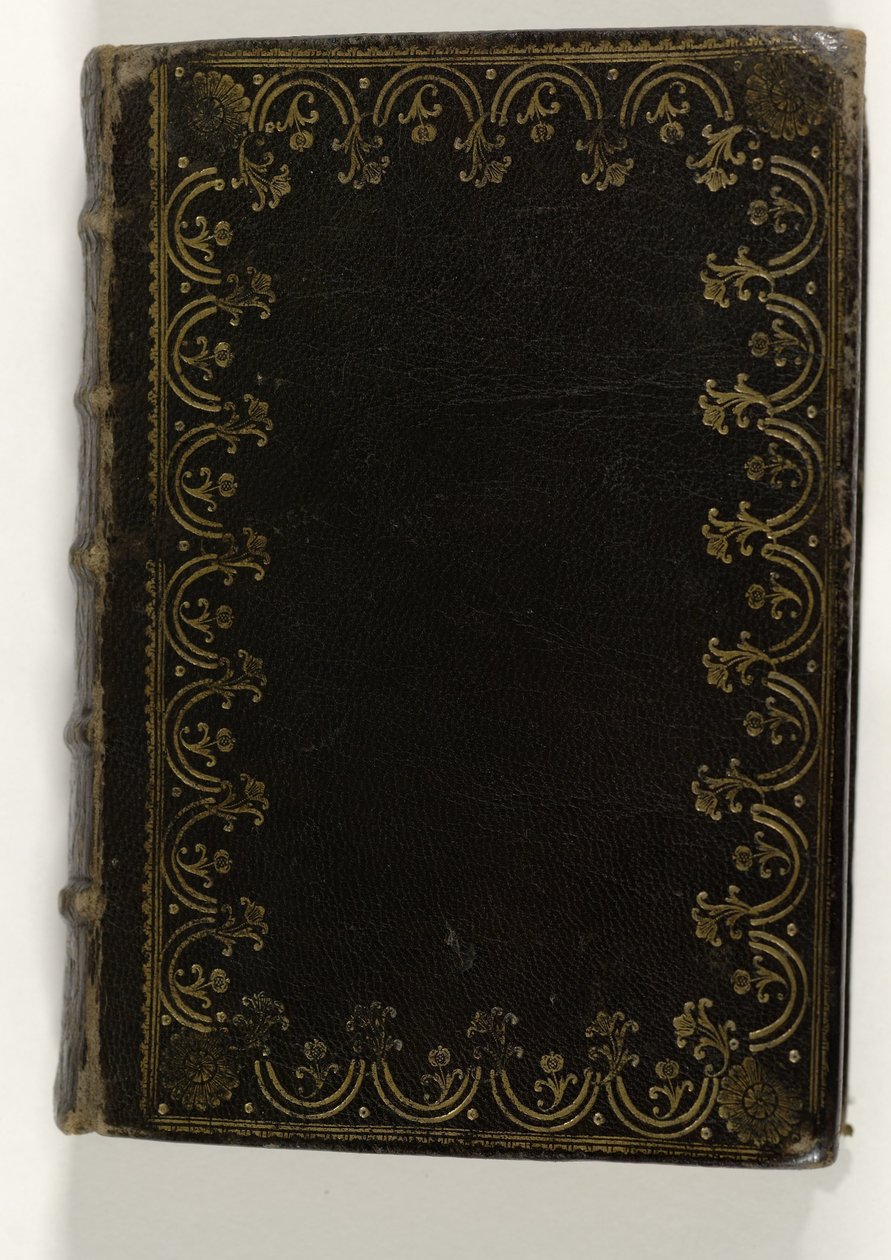 Livro de orações em manuscrito e com impressões em pasta colorida à mão
Uma meditação devocional à paixão nos senhores Jhesu xp:isti ende eerst tot het aventmael (título sobre o objecto) de Anonymous