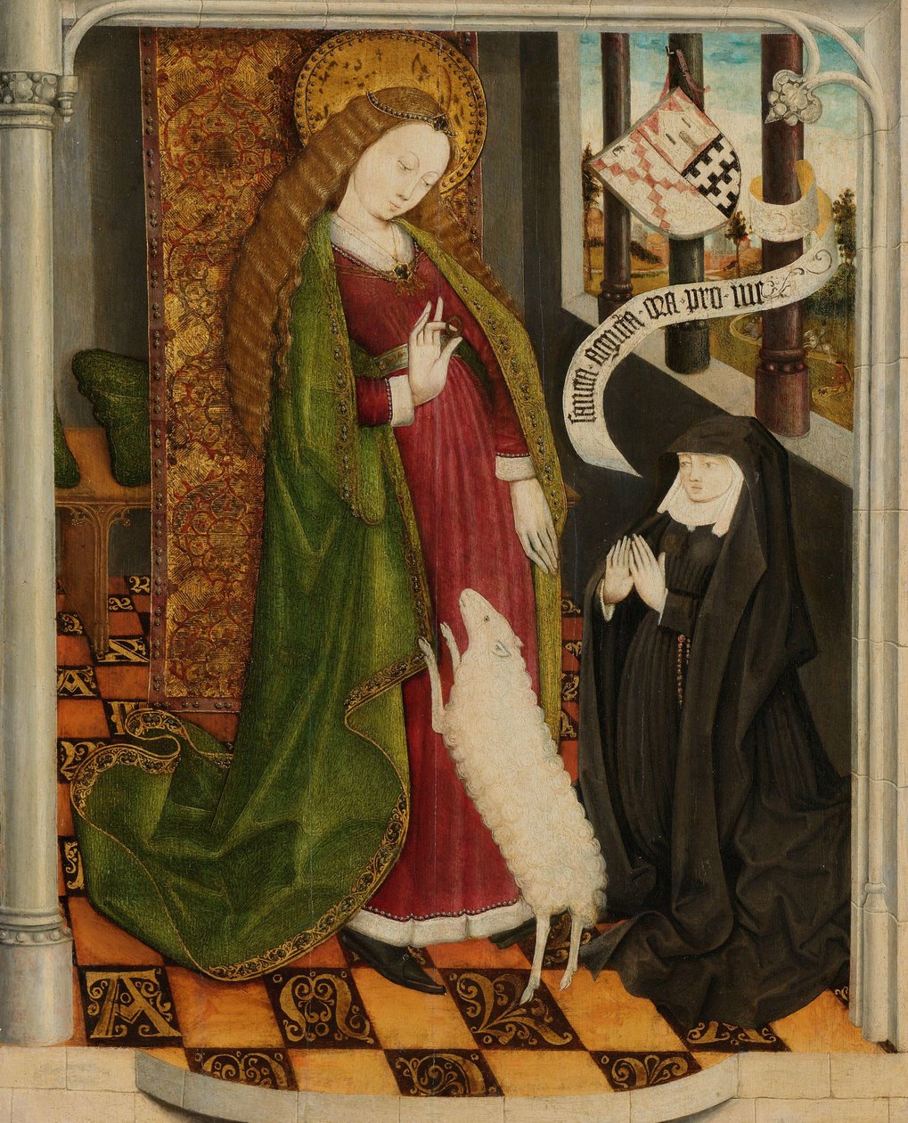 Geertruy Haeck ajoelhado em oração diante de Santa Inês Geertruy Haeck-van Slingelandt van der Tempel se ajoelha em oração diante de Santa Inês de Anonymous