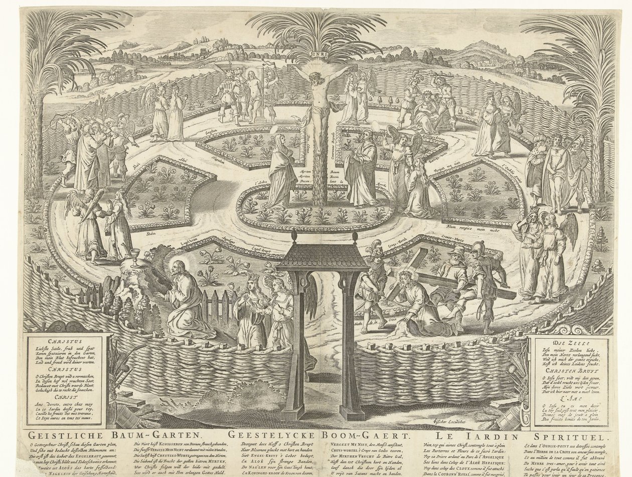 Pomar Espiritual, c. 1650 Geistliche Baum-Garten / Geestelycke Boom-Gaert / Le Jardin Spirituel (título no objeto) de Anonymous