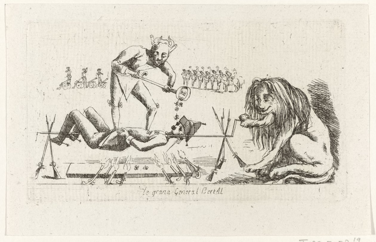 General Bertay no espeto
le Grand General BertAl (título sobre o objecto)
Revolução Brabante, 1787-1790 (título da série) de Anonymous
