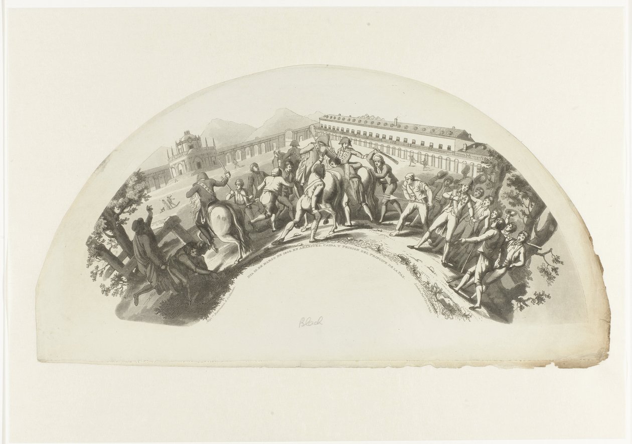 Captura de Manuel de Godoy pelas tropas francesas em Madrid em 19 de março de 1808 Slide 19. de Marzo de 1808. E Aranjuez. Caida y Prision del Principe de la Paz (título no objeto) de Anonymous