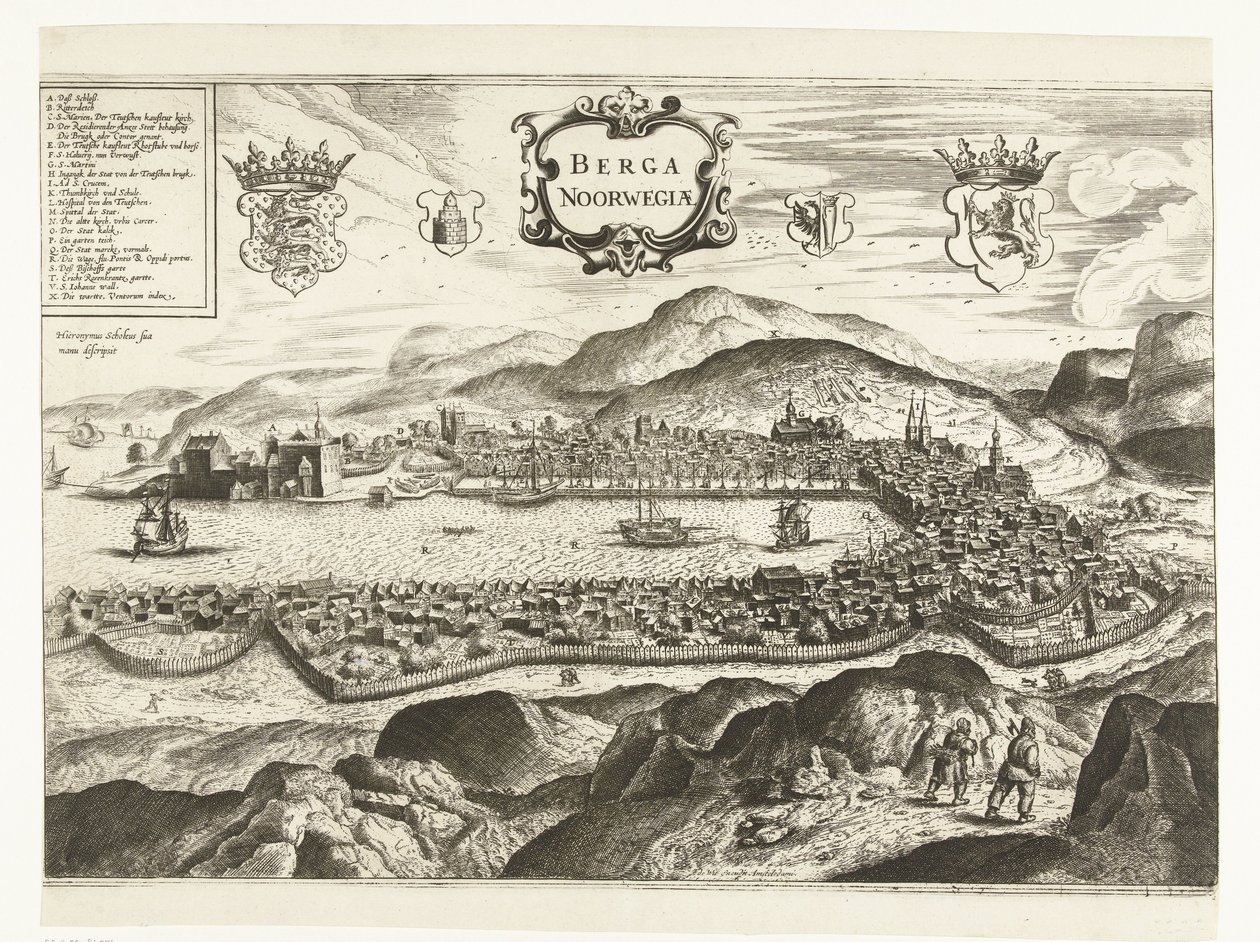 Vista de Bergen (Noruega), 1665 Berga Noruega (título no objeto) de Anonymous
