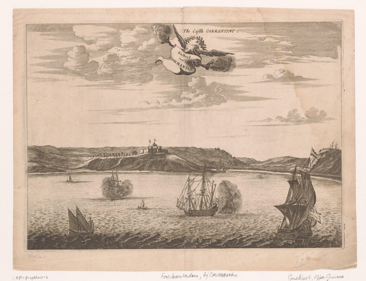 Vista do Fort Amsterdam em Gana da água O Castelo Cormantine / Castelo de Cormantin (título no objeto) de Anonymous